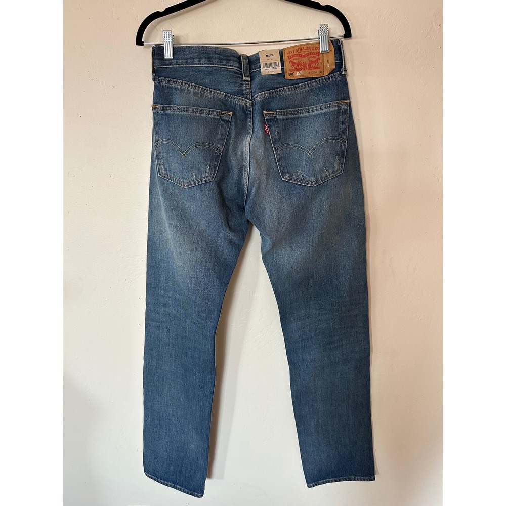 Levis 501 150th Anniversary Mens Straight Leg Distressed Jeans Blue 29x34 NEW - Picture 13 of 16